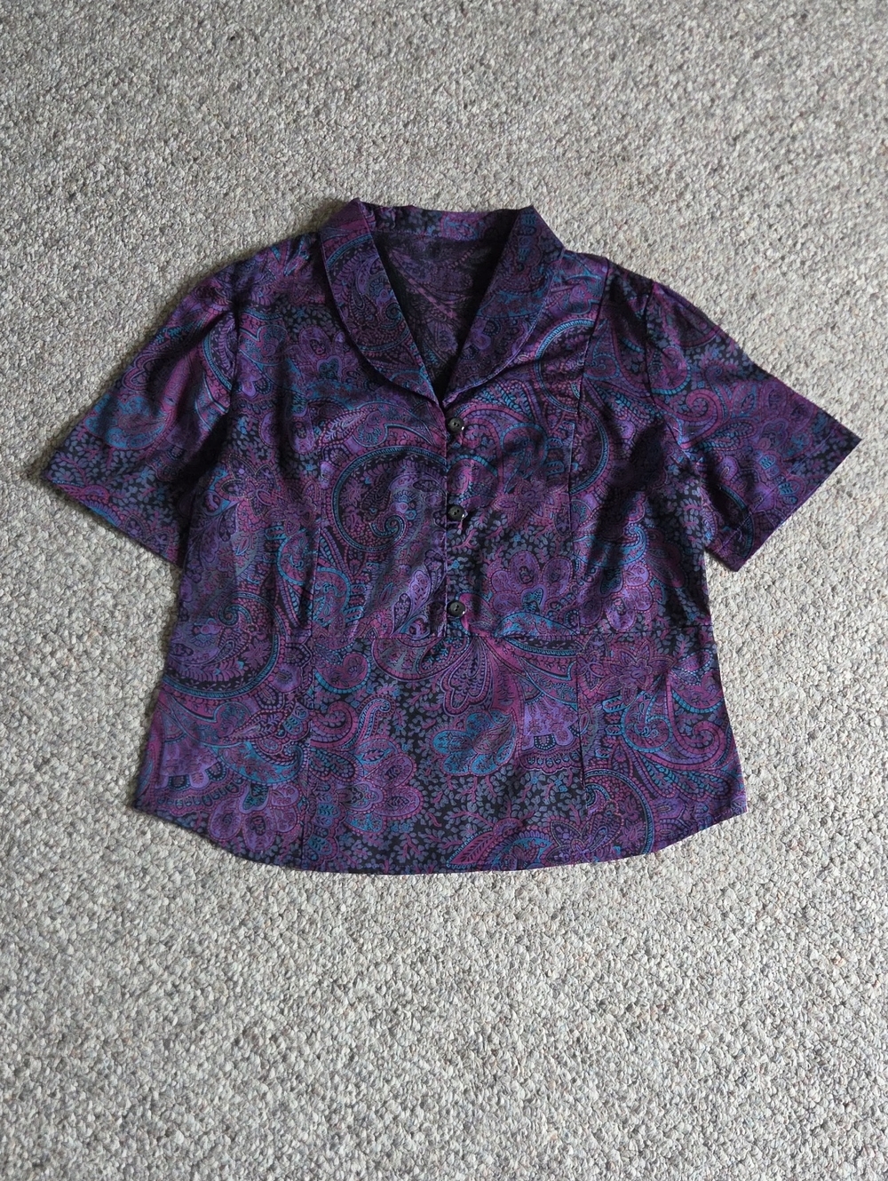 Purple Paisley Button-Front Top